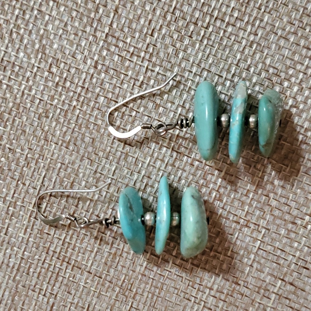 3 Stone Turquoise Earrings